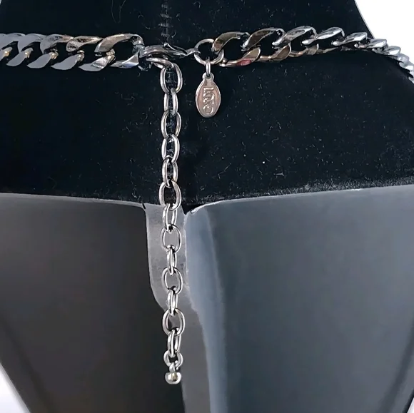 LORI GOLDSTEIN LOGO RUNWAY STATEMENT COLLAR NECKLACE PINK BLUE CRYSTAL GUNMETAL - Picture 13 of 14